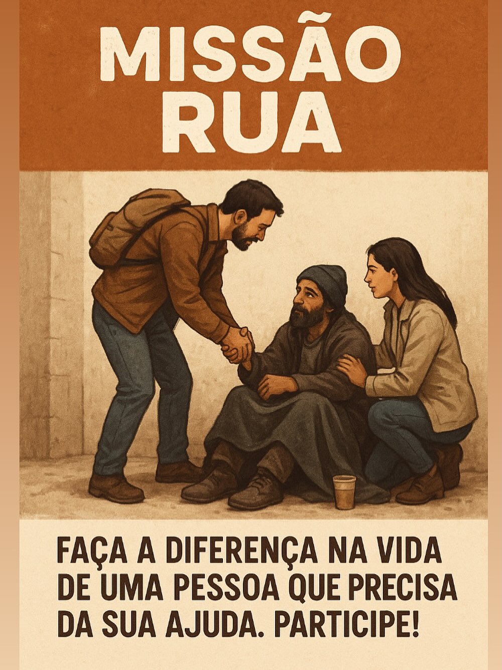 Cartaz da Missão Rua convidando pessoas a participar e ajudar